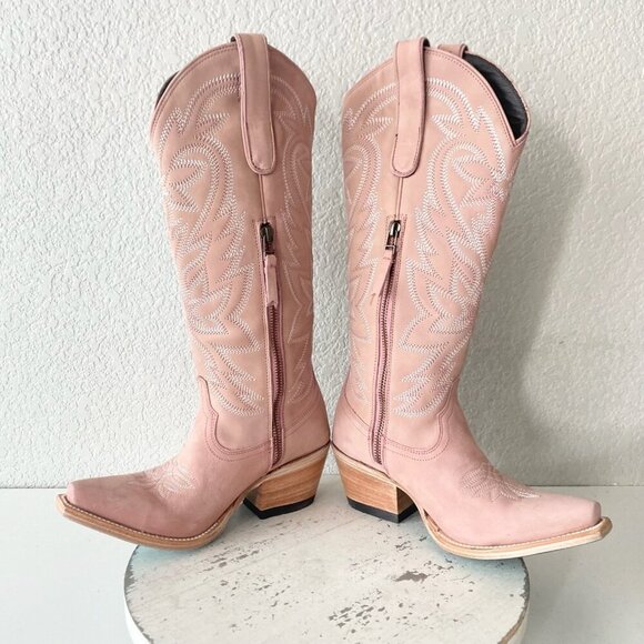 Lane SMOKESHOW Womens Cowboy Boots 6 Pink Leather Western Cowgirl Mid Calf Tall - Picture 7 of 11